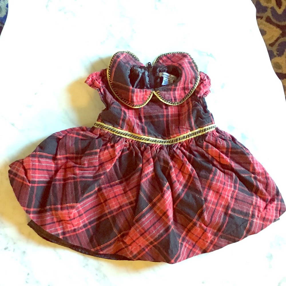 6-9 months girls Red plaid Christmas dress